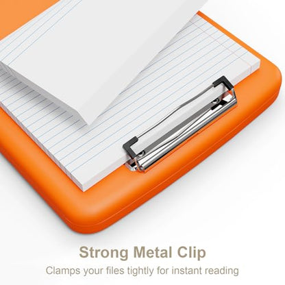 Piasoenc Clipboard with Storage, 8.5 x 11 Clip Board with Pen Holder, Orange - color: Orange