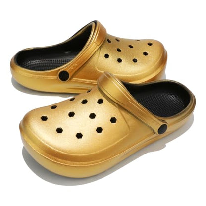 Tie-dye Women's Clogs Lightweight Slip-on Garden Shoes EVA Slippers/Sandals/Water Shoes - color: Gold K001, size: 9 Wide