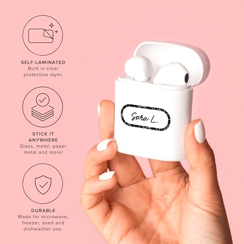 ThreeKin Waterproof Labels for Bottles and Containers - Custom Stickers - All-Purpose and Personalizable - Dishwasher, Freezer and Microwave Safe - BPA-Free - USA-Owned (Black and White, 72pcs) - color: Black & White, size: 72 pcs
