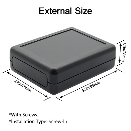 LeMotech Project Box 10 Pieces ABS Plastic Electrical Project Case Small Junction Box for Electronics Black 3.5 x 2.8 x 1.1 inch (90 x 70 x 28 mm) - size: 3.5" x 2.8" x 1.1"(10pc)