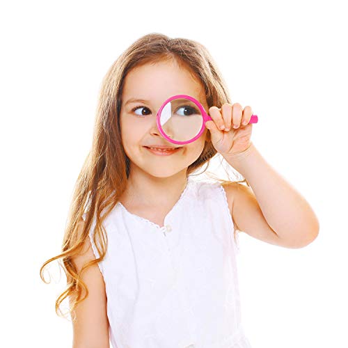 Elcoho 30 Pack Plastic Magnifying Glasses 3X Colorful Magnifying Glasses Party Favors with a Storage Bag, 5 Colors