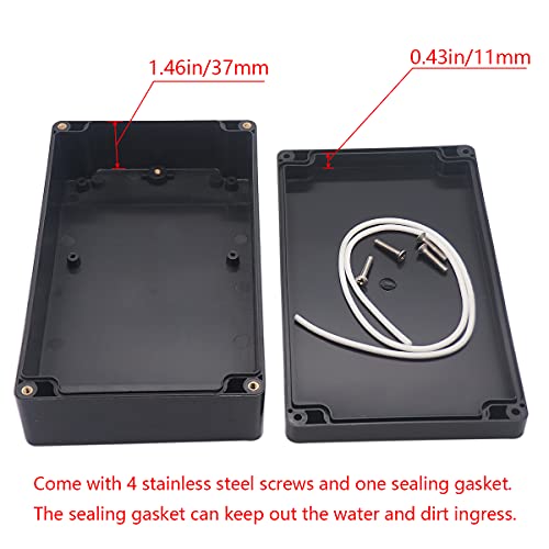 Project Box IP65 Waterproof Junction Box ABS Plastic Electrical Boxes DIY Electronic Project Case Power Enclosure 7.87x4.72x2.2 inch (200 x 120 x56 mm) - color: Black, size: 7.87"x4.72"x2.2"