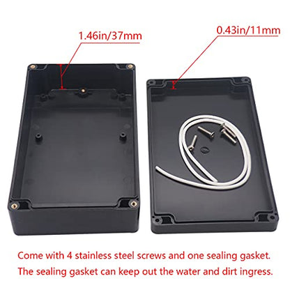 Junction Box IP65 Waterproof ABS Plastic Electrical Project Case Power Junction Boxes, Project Box with 4 PCS M16 Cable Glands 7.87x4.72x2.2 inch (200 x 120 x56 mm) - color: Black, size: 7.87"x4.72"x2.2"