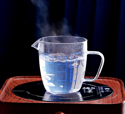 Glass Measuring Cup with Lid, Graduated Beaker Mug with Handle, Light-weight Borosilicate Glass V-Shaped Spout Microwave Safe Scales Cup for Cooking Baking (2cup/16oz/500ml) - size: 16 fl oz