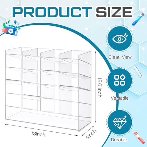 Colingmill Clear Acrylic Tube Rack with 16 Compartment and 4 Pull Out Trays Large Tube Holder Wall-Mounted and Countertop Lab Organizer Stand for Storage (12.4 x 13 x 4 Inches) - color: Single-sided, size: 12.4 x 13 x 4 Inches