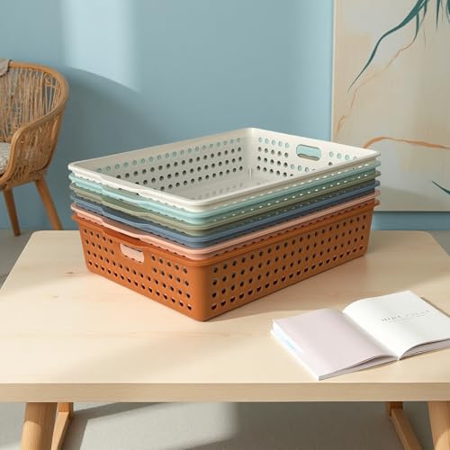 6 Pack Plastic Turn in Paper Trays for Classroom, Storage Bin Baskets, Boho - color: Boho
