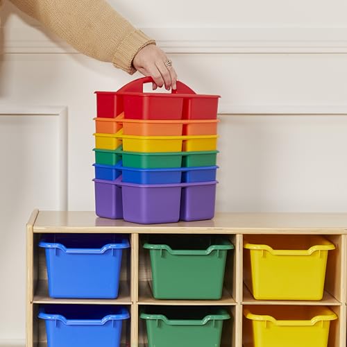ECR4Kids 3-Compartment Small Storage Caddy Organizer, 6-Pack, Primary - color: Primary