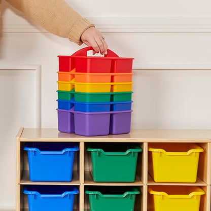 ECR4Kids 3-Compartment Small Storage Caddy Organizer, 6-Pack, Primary - color: Primary