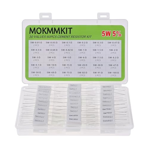 30 Values 5W Ceramic Cement Resistor Kit 0.01 Ohm - 100 Ohm - size: 0.01Ω-100Ω 60 PCS
