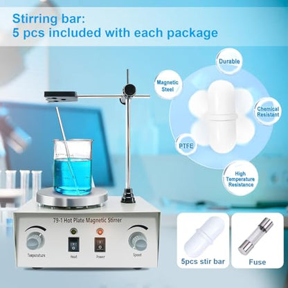 YaeCCC 1000ml Magnetic Stirrer Hot Plate Magnetic Mixer Stir Plate Lab Stirrers 2400 RPM with Support Stand and 5pcs Stir Bars