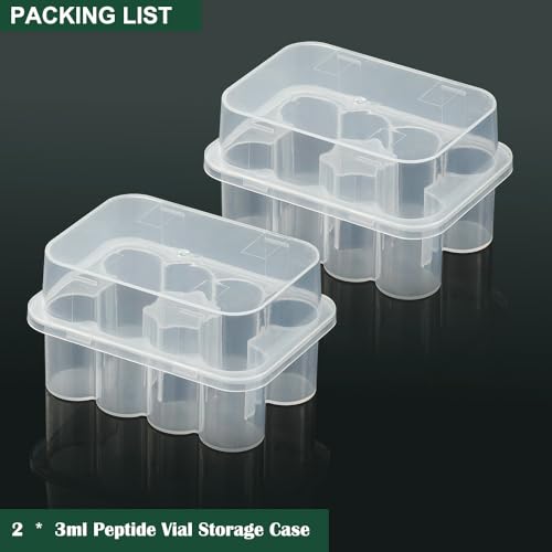 2-Pack Peptide Case for Fridge, 3 mL Vial Holder for Refrigerator, 10-Slot Insulin & Peptide Holder Each, 20 Slots Total, Semi-Transparent Vial Storage Case for Diabetic Care - size: 2-PACK