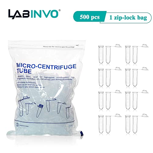 2ml Microcentrifuge Tubes with Safe-Lock Cap, Pack of 500, Round Bottom Centrifuge Tubes, PP Material, Molded Graduation 10.3x40.5mm, IN-MT20N - style: 2mL, 500PCS