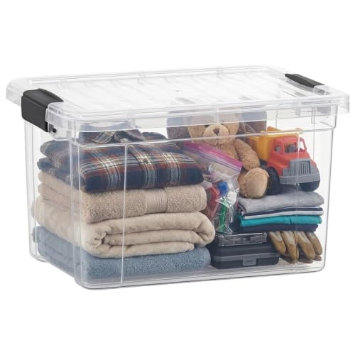 Superio Clear Storage Box with Lid, 49 Quart Plastic Container Bins for Organizing, Stackable Crates, BPA Free, Non Toxic, Odor Free, Organizers for Home, Office, School, and Dorm - size: 49 Quart