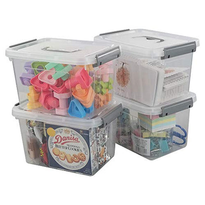 Jekiyo Clear Plastic Storage Bin, 6 Quart Latching Box with Lid, 4 Packs - size: 6 Quart