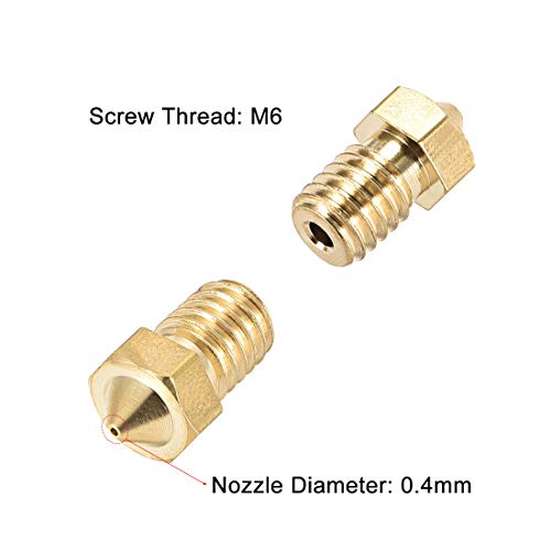 uxcell 10pcs 3D Printer Nozzle,Brass V6 Nozzle 0.4mm,Extruder Print Head for Filament 1.75mm V5-V6 M6 3D Printer - size: 0.4mm