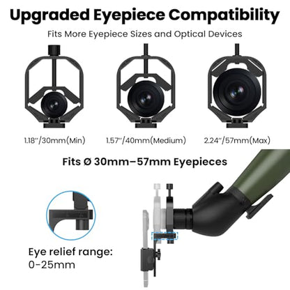 GOSKY Spotting Scope Phone Adapter for Binoculars Monoculars & Telescopes - size: 30–57 mm