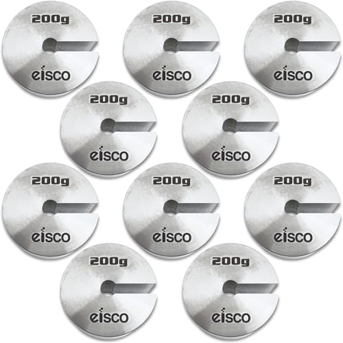 Eisco Labs - 200g Stainless Steel Slotted Mass – Durable Precision Weight with 1.5" Outer Diameter, Slotted for Lab, Physics & Educational Use, Pack of 10