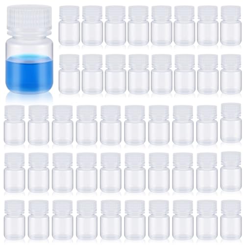 Tatuo 48 Pcs 1 oz 30ml Polypropylene Reagent Bottle Plastic Sample Bottles with Screw Caps Translucent PP Sample Containers with Lid for Liquids, Laboratory, Storage at Home (Clear) - color: Clear, size: 1 oz 30ml
