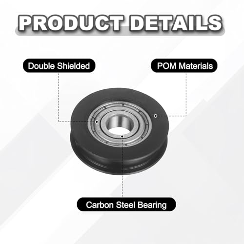 uxcell 20Pcs 695ZZ POM Pulley U-Groove Ball Bearing, 5x19x4.6mm, Black - color: Black, size: 5x19x4.6mm, 695ZZ