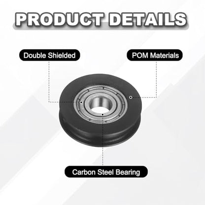 uxcell 20Pcs 695ZZ POM Pulley U-Groove Ball Bearing, 5x19x4.6mm, Black - color: Black, size: 5x19x4.6mm, 695ZZ