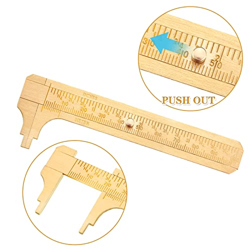 Konohan 2 Pcs Brass Pocket Caliper Double Scale Mini Tool for Jewelry