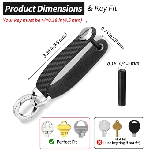 T-carbon Carbon Fiber Key Organizer, Compact Key Holder, Silent Keychain, Expandable Key Case Holds Up to 8 Keys - color: Black