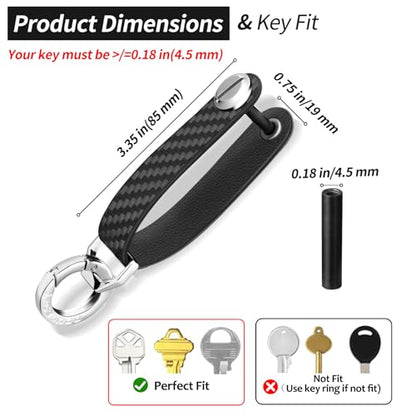 T-carbon Carbon Fiber Key Organizer, Compact Key Holder, Silent Keychain, Expandable Key Case Holds Up to 8 Keys - color: Black