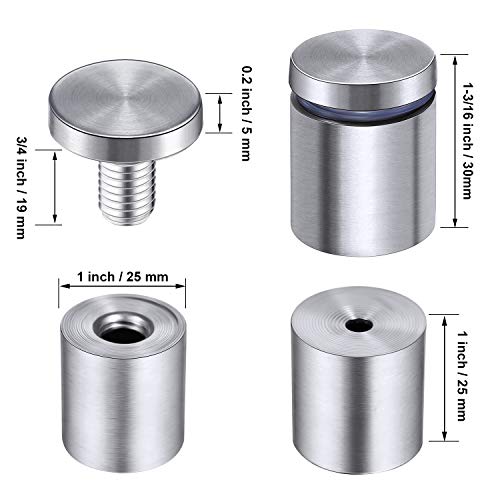 Pelopy 8 Pcs Sign Standoff Screw Wall Mounts, 1 X 1-3/16 Inch,Silver - color: Silver, size: 1 x 1-3/16 Inch