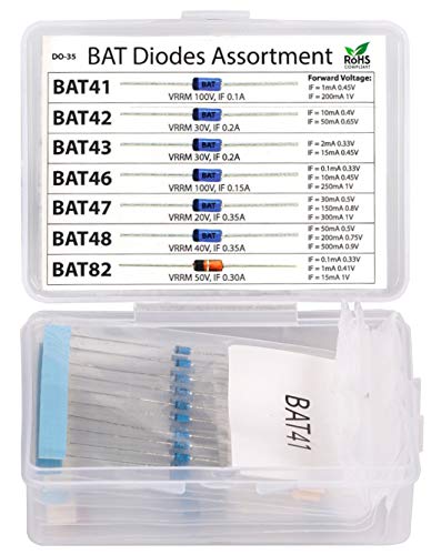 3pdt 70 pcs Blue Schottky Diode Assortment Kit: BAT41, BAT42, BAT43, BAT46, BAT47, BAT48, BAT82