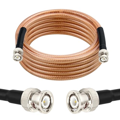 RG8X BNC Extension Cable, Low Loss BNC Male to BNC Male Coaxial Cable, 50 Ohm Flexible Coax Jumper with Dual-Layer Strain Relief for CCTV Security Camera, RF Antennas, Oscilloscope 10FT - size: 10FT