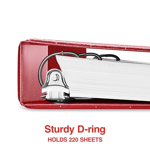 Staples Standard View Binder, 1 Inch Round Ring, Red, 175 Sheets - color: Red, size: 1-Inch, style: 1 Pack