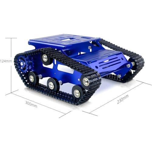 Robot Tank Chassis Kit Tracked 12V Motor for Arduino Raspberry Pi - color: Blue, size: With DC motor