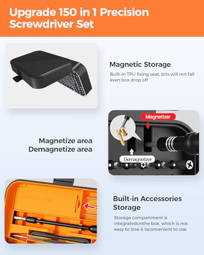 SOONAN 150 in 1 Precision Screwdriver Set, Mini Screwdriver Tool Kit Black - size: 150-IN-Black