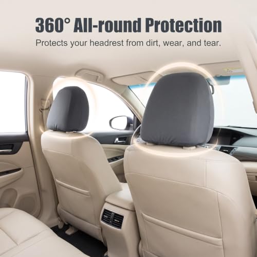 2 PCS Car Seat Headrest Covers, 9" x 10.6" Highly Elastic Knitted Car Headrest Protector, Breathable Dustproof Washable Auto Head Rest Sleeve, Universal for Vehicles SUV Truck (Gray) - color: Gray