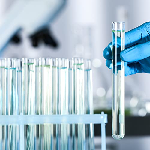 BorinGlass Borosilicate Glass Test Tubes, Sturdy Round Bottom Clear Test Lab Tubes (100, 12x75 mm) - size: 12x75 mm