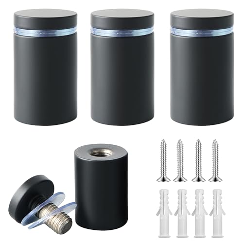 Alise 3/4"x1" Sign Standoff Screws,Wall Mount Glass Standoff, Black, 4 Pcs - color: Matte Black, size: (4P)19x25mm
