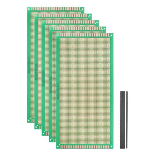 5Pcs 25x13cm PCB Prototype Board w 40-Pin Headers, Green - size: 25x13cm(2.54mm Pitch/1.5mm T)