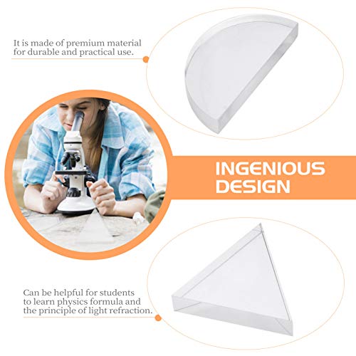 Uonlytech Optical Lens Set 4 pcs Physics Teaching Aids with Cylindrical Convex Lens Cylindrical Concave Semicircular and Equilateral Triangle for Light Refraction Classroom