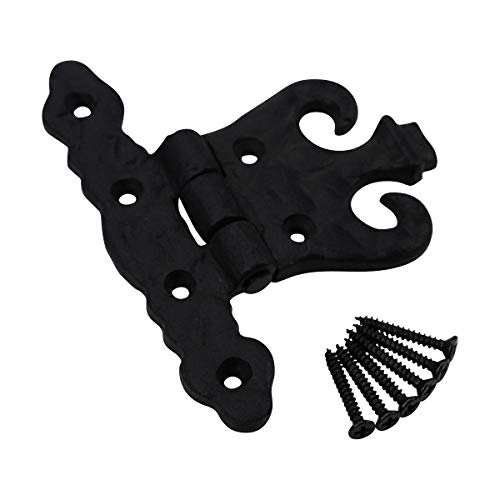 Renovators Supply Manufacturing Pack of 10 Cabinet Door Hinge with Hardware 4.5 in. Black Wrought Iron Rust Resistant Flush Mount Hinge for Cabinets - size: Pack of 10