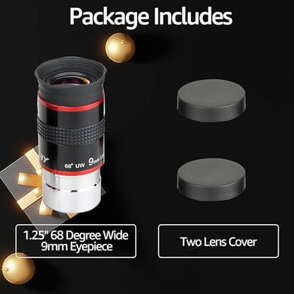 SVBONY Telescope Eyepiece, 9mm Focal Length, 1.25" Redline Eyepiece, 68° UW - size: 9mm