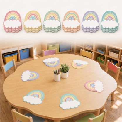 Cinrobiye 24 Pcs Dry Erase Stickers for Classroom Tables, Reusable Writable Decals with 2 Scrapers, Waterproof Dry Erase Spots for Desks, Whiteboards, Walls, Teacher Classroom School Supplies - color: Rainbow