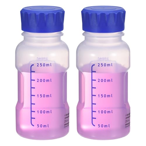 PATIKIL 250ml Reagent Bottle 2Pcs Graduated Storage PP Blue Cap Transparent - color: Transparent, size: 250ml