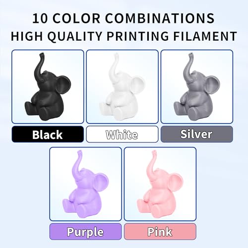 RAMBERY 10KG Multicolor PLA+ Filament Bundle 1.75mm, Toughness Upgraded 3D Printer Filament， 10-Pack 1KG Spool, Black/White/Silver/Taro Purple/Cherry Pink/Red/Orange/Yellow/Mint Green/Blue - color: Pla+ Black/White/Silver/Taro Purple/Cherry Pink/Red/Orang