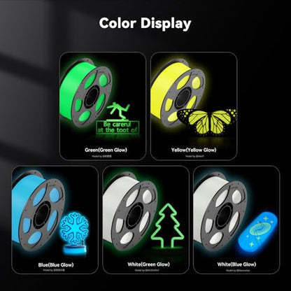 ANYCUBIC PLA 3D Printer Filament, Glow in The Dark, 3D Printing PLA Filament 1.75mm Dimensional Accuracy +/- 0.02mm, 1KG Reusable Spool (2.2 lbs), Green PLA, Glow Green - color: 1kg Green Pla - Glow to Green