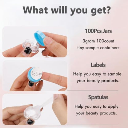3 Gram Sample Containers 100 Count Empty Lip Balm Containers with Labels - color: Blue