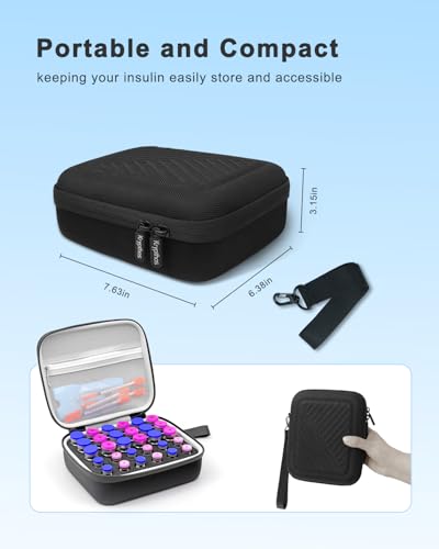 30 Slots Insulin Vial Protector Case for Diabetics Standard Insulin Vials - color: Black-30 Slots