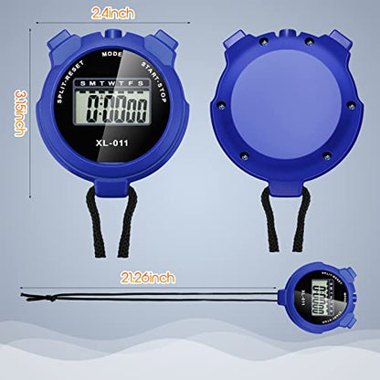 TOODOO 12 Pack Multi Function Digital Stopwatch Timer Bulk Sports Stopwatch with Lanyard Plastic Display Waterproof Date Time Alarm Timer for Coaches Fitness Referees - color: Black Blue Red Orange