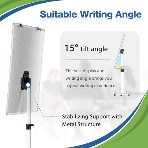 Magnetic Mobile Whiteboard, 40"x28", Height Adjustable Flip Chart Easel - color: Rolling, size: 28"W x 40"H