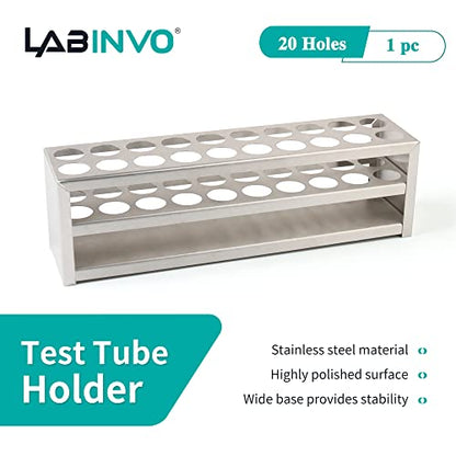20 Holes (2×10) Tube Rack, Suitable for Tubes of Dia.≤21mm,Stainless Steel Test Tube Holder, IN-TTRS20 - style: 20Holes, Dia.≤21mm
