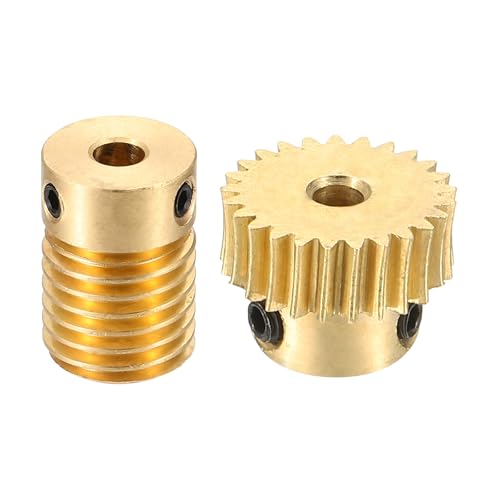 uxcell Worm Gear Set Right Rotation 25T 0.5 Module 1:25 Reduction Rate - size: Gear-3mm, Rod-4mm Bore, style: 0.5M-25T